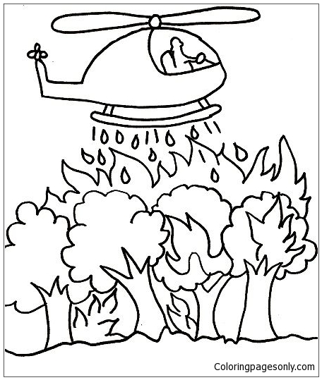 456x539 Forest Fire Coloring Page