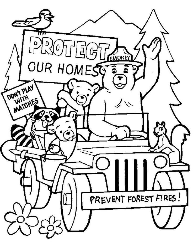 736x921 Smokey The Bear And Friends Coloring Page Crafts Coloring Pages