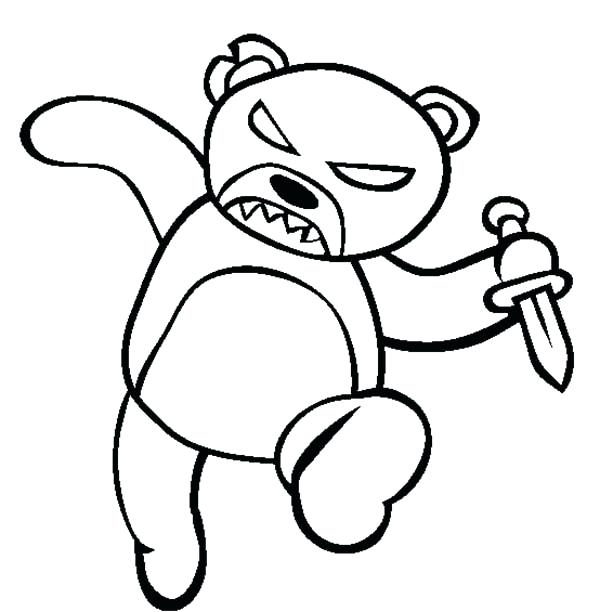 600x612 Knife Coloring Page Scary Teddy Bear Monster Holding A Knife