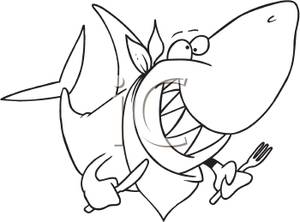 300x222 Clipart Picture Coloring Page Of A Shark With A Knife And Fork