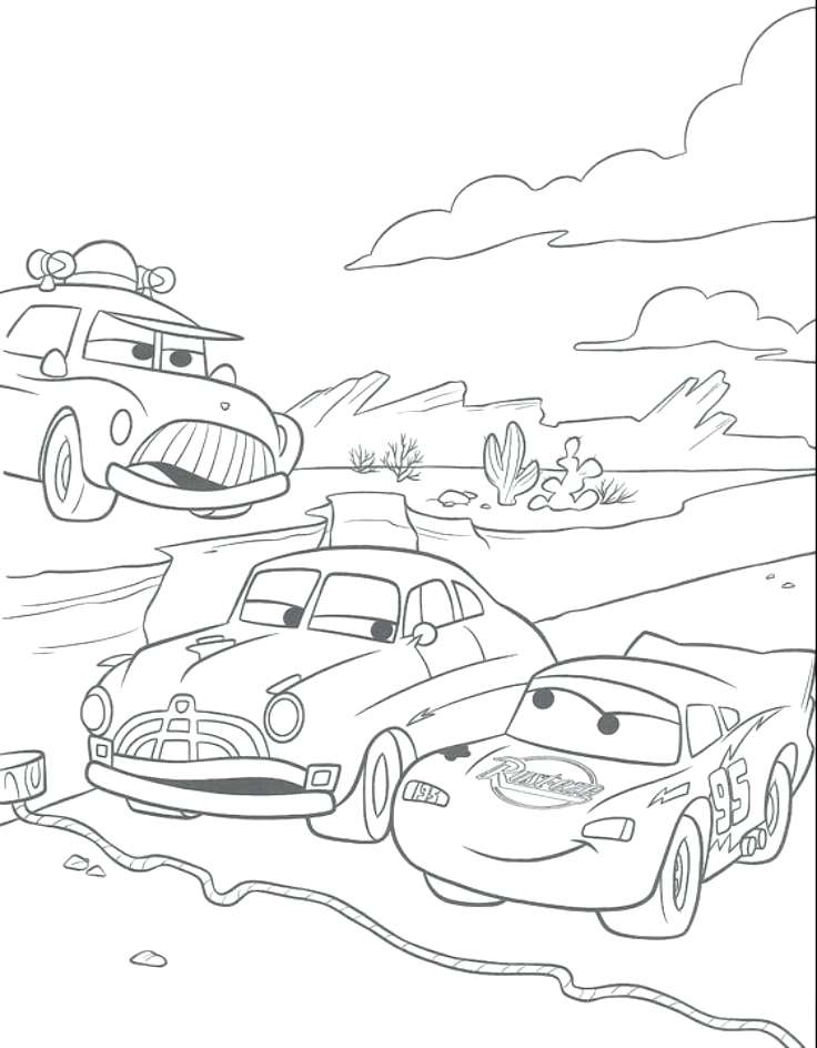 736x944 Pixar Cars Coloring Pages Forklifts Cars Racing Between Queen