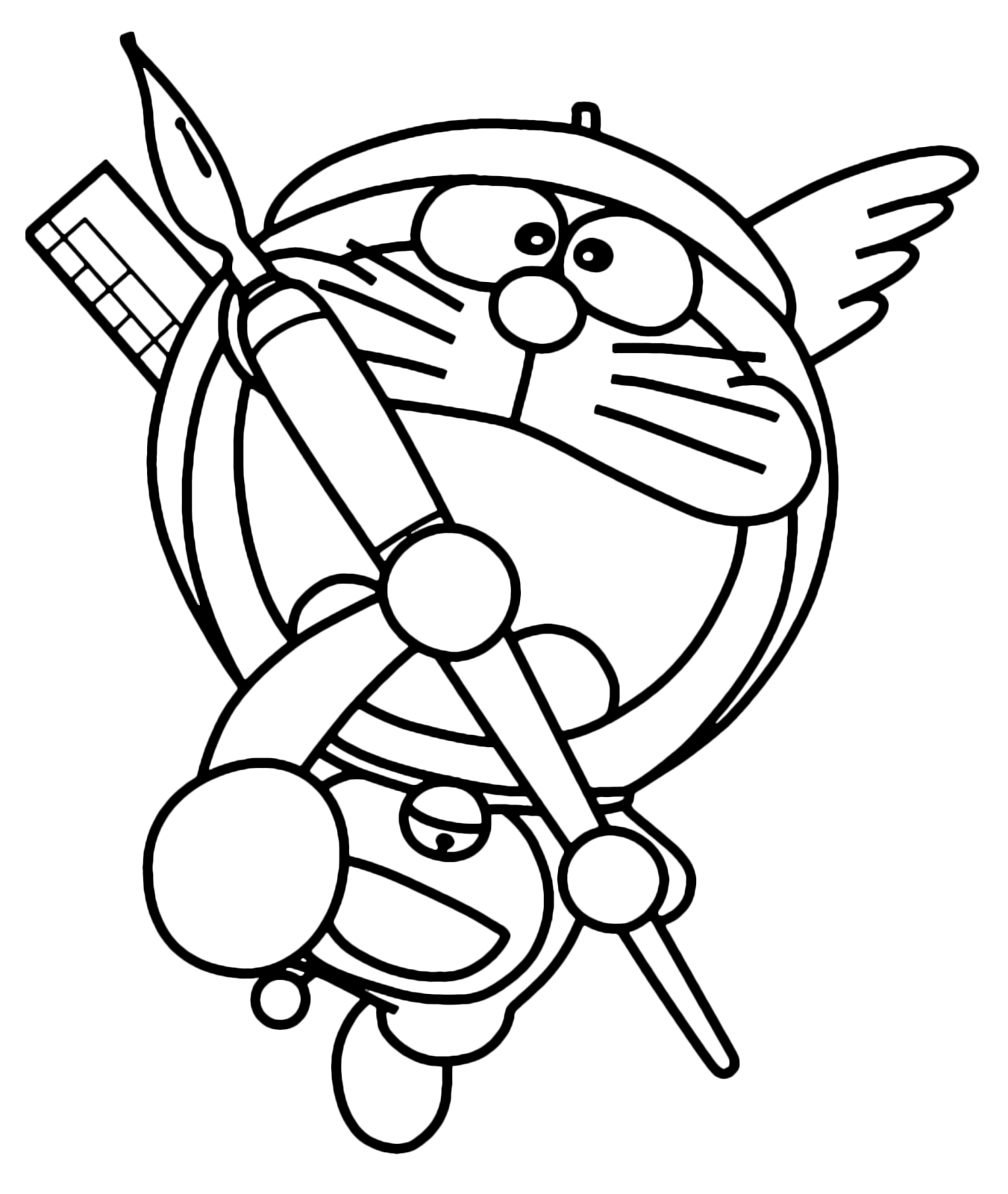 1351x1600 Doraemon Holding A Fountain Pen