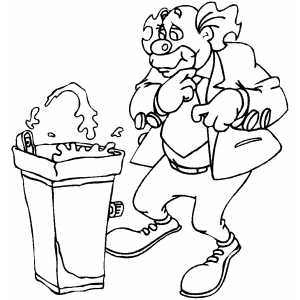300x300 Clown With Water Fountain Coloring Page