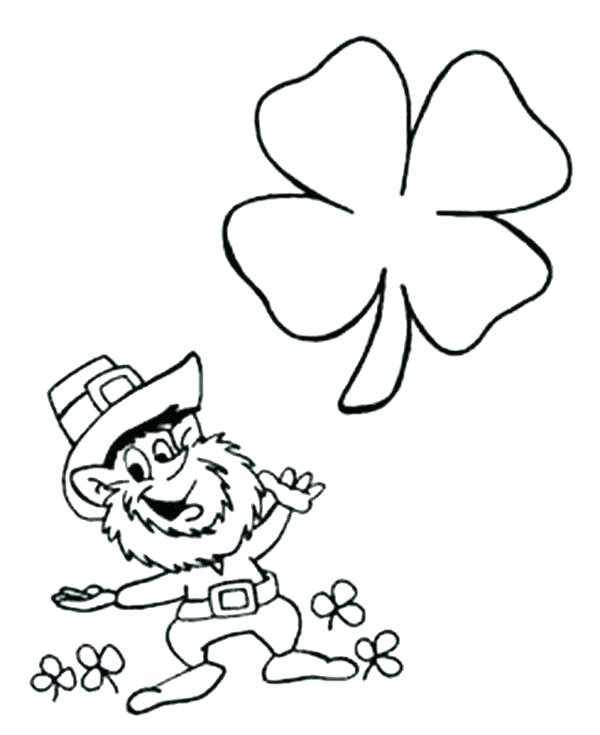 600x735 Four Leaf Clover Coloring Pages 4 Leaf Clover Coloring Page Four