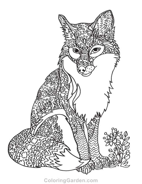 600x776 Free Printable Fox Adult Coloring Page. Download It In Pdf Format
