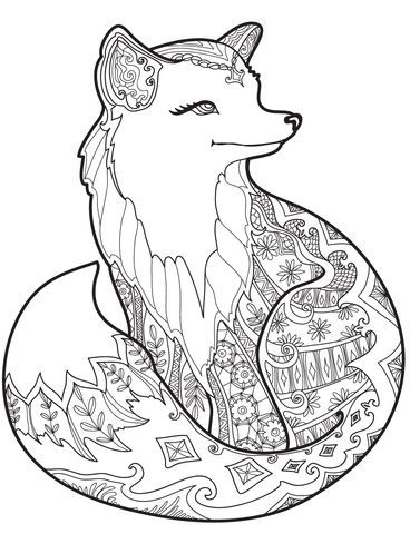 368x480 Zentangle Fox Coloring Page Coloring Mandalas