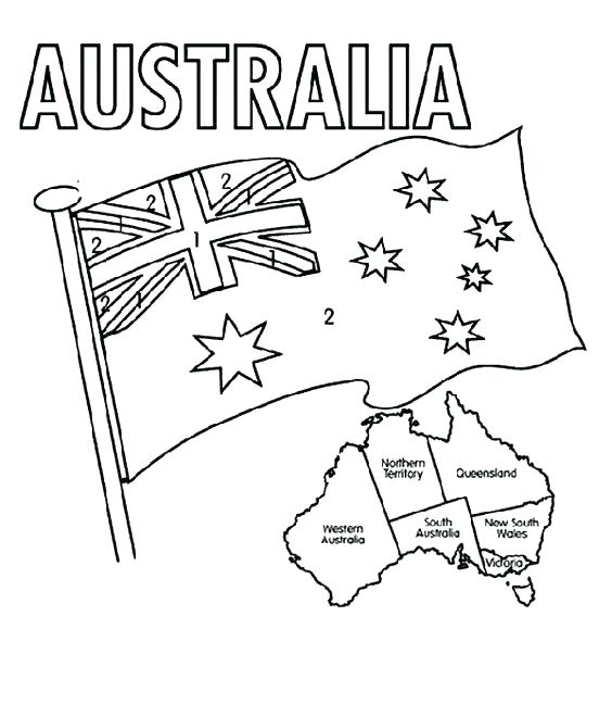 564x660 Flag Coloring Page Sheet Australian Picture Murs