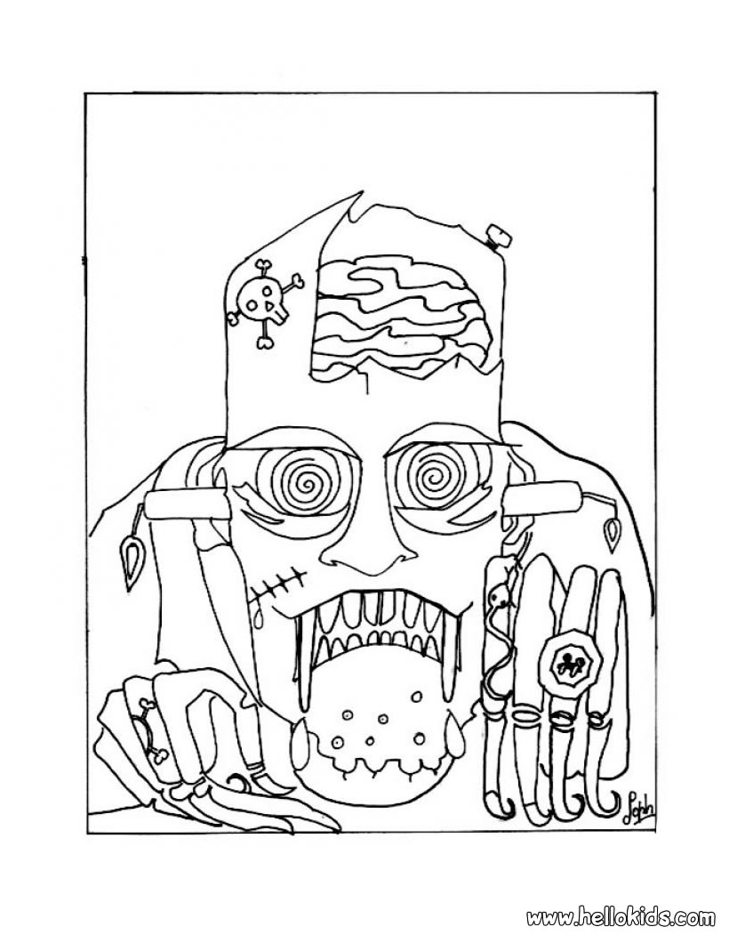 820x1060 Cool Scary Frankenstein Coloring Pages Hellokids Free Coloring