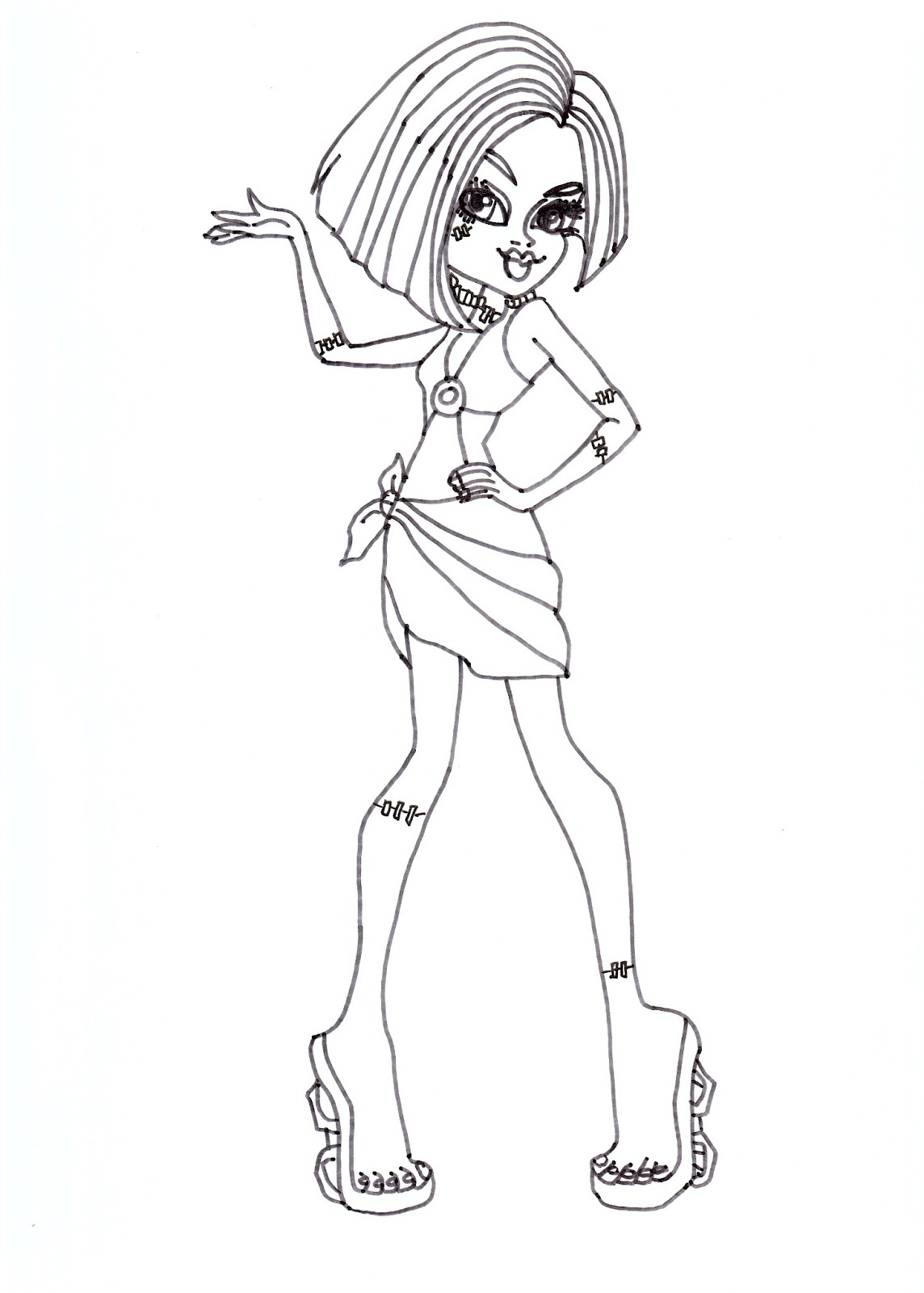 1144x1600 Frankie Stein Coloring Pages Free Printable Monster High Cartoons