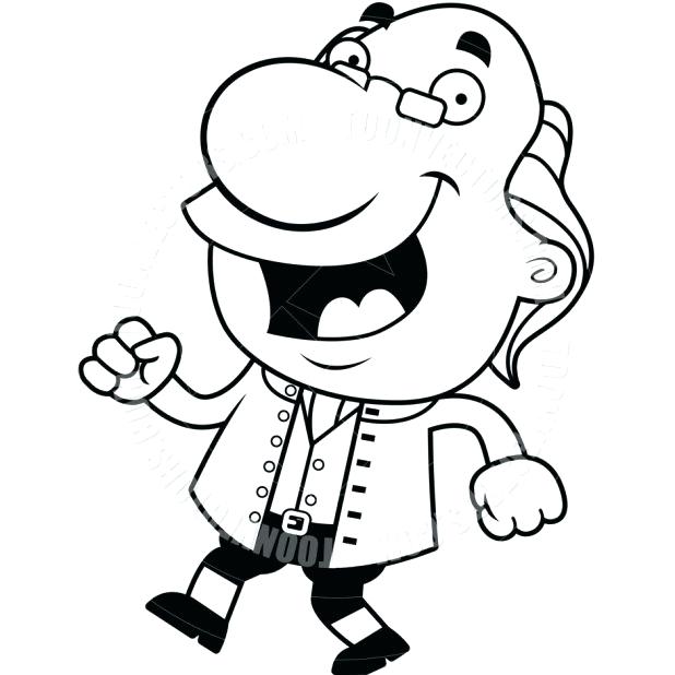 618x618 Benjamin Franklin Coloring Page Free Cartoon Walking Black