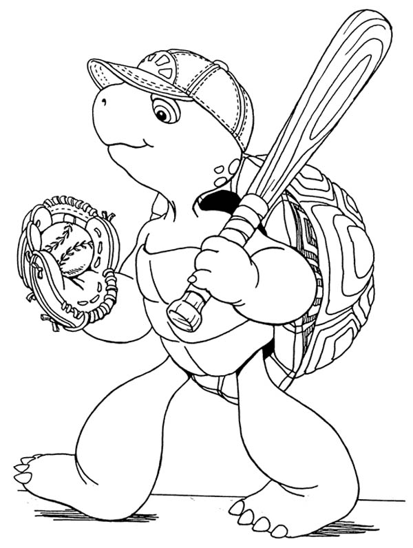 600x796 Franklin The Turtle Going To Play Baseball Coloring Pages Batch