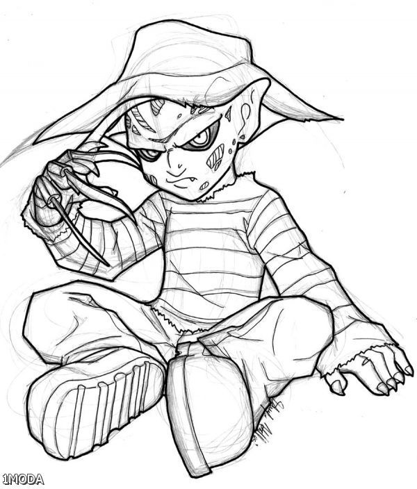 600x704 Freddy Krueger Coloring Page Adult Coloring Horror