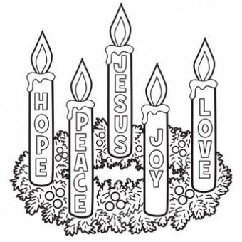 340x340 Advent Wreath Coloring Page