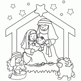 340x340 Nativity Coloring Page