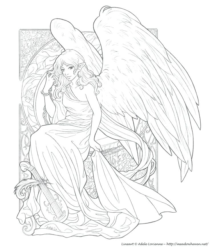 736x863 Free Angel Coloring Pages Drawn Angel Color 1 Free Printable