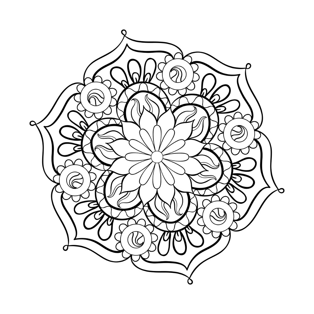 1000x1000 Cosy Adult Free Coloring Pages Woman Flowers Zen And Anti Stress