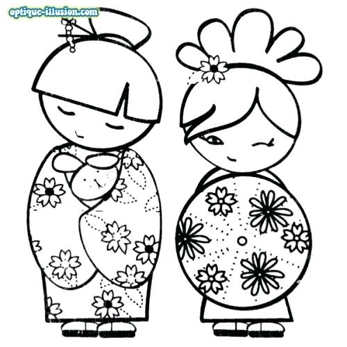 500x500 Kimono Doll Bookmark Coloring Page 8 Printable Coloring Bookmarks