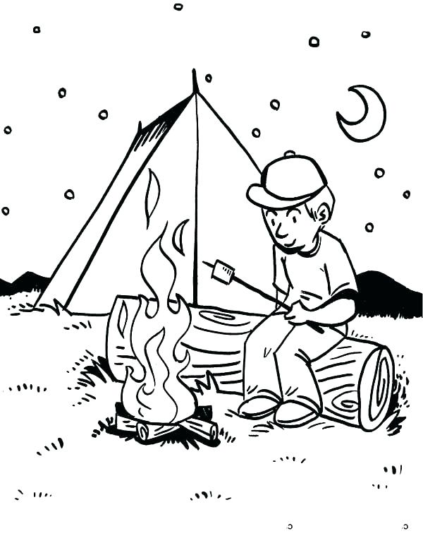 600x776 Camping Coloring Pages Page Boy On Get This Camping Camping