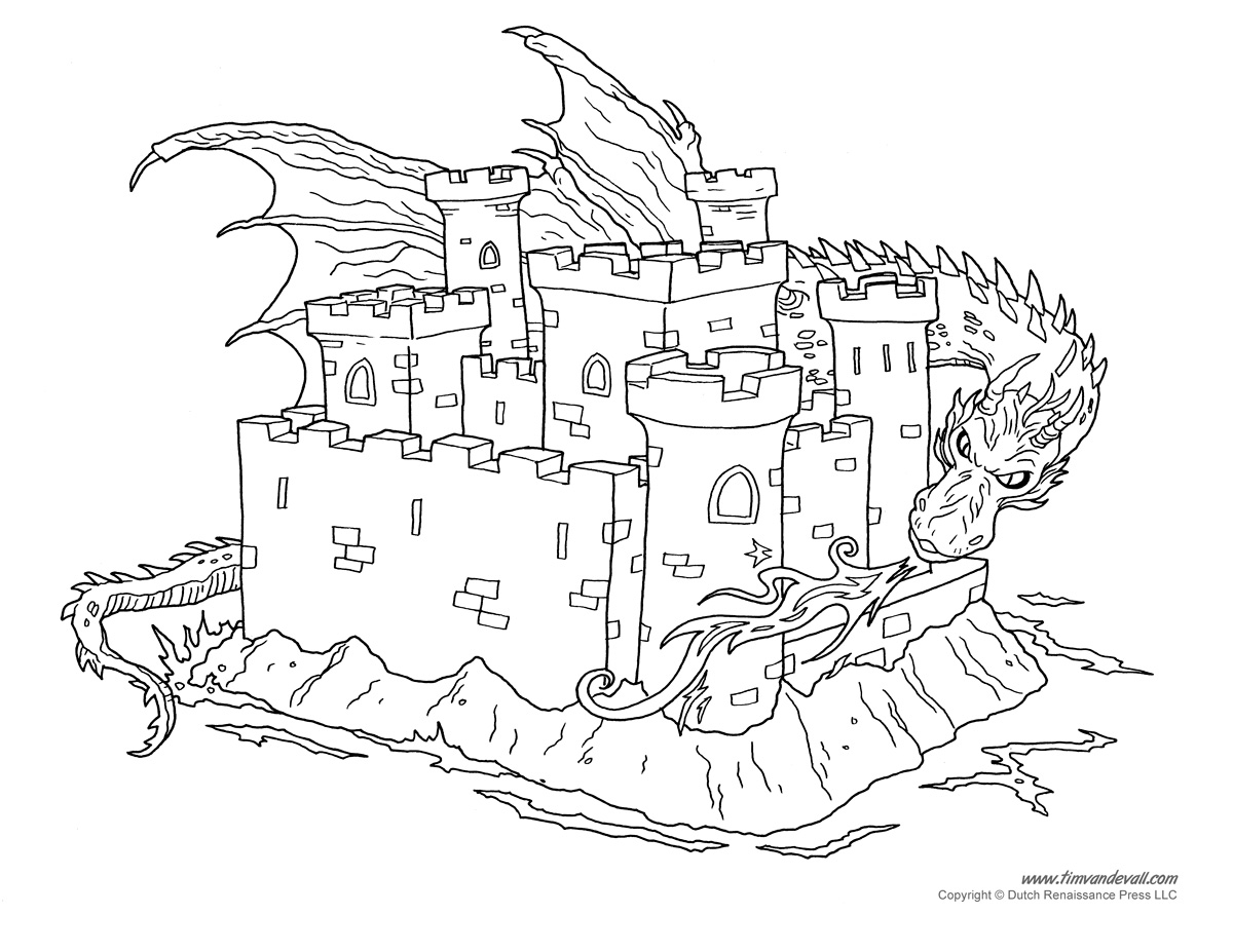 1200x927 Dragon Castle Coloring Pages Free Coloring For Kids 2018