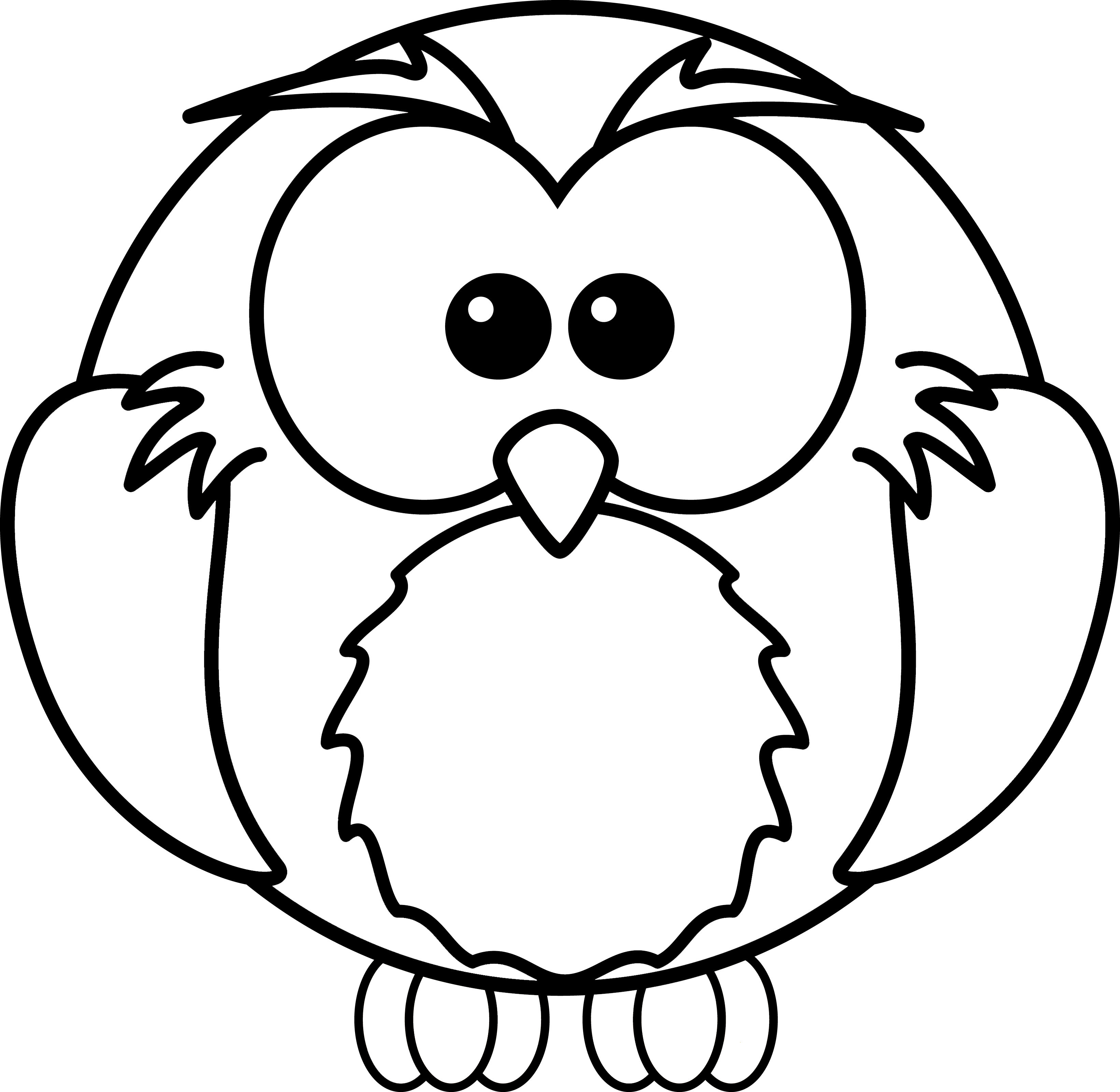 3281x3200 Free Cartoon Owl Coloring Page Clipart