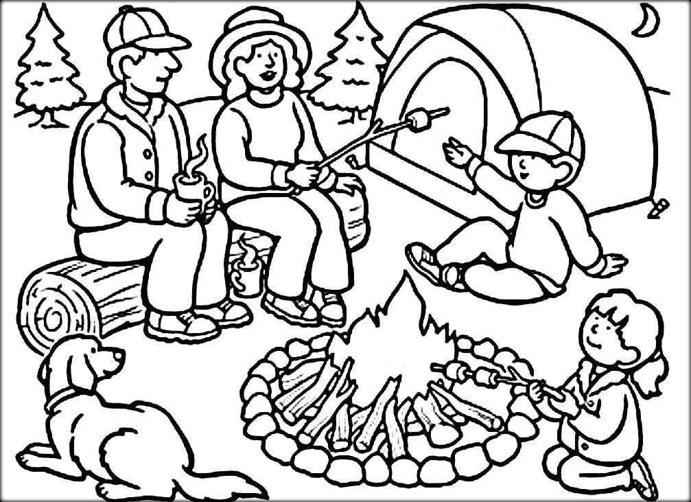 1007x731 Camping Coloring Sheets Camping Coloring Pages For Kids Camping