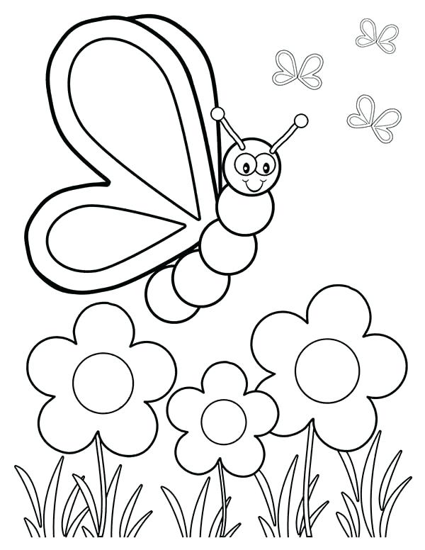 600x776 Coloring Pages Of Flowers And Butterflies Also Printable Coloring