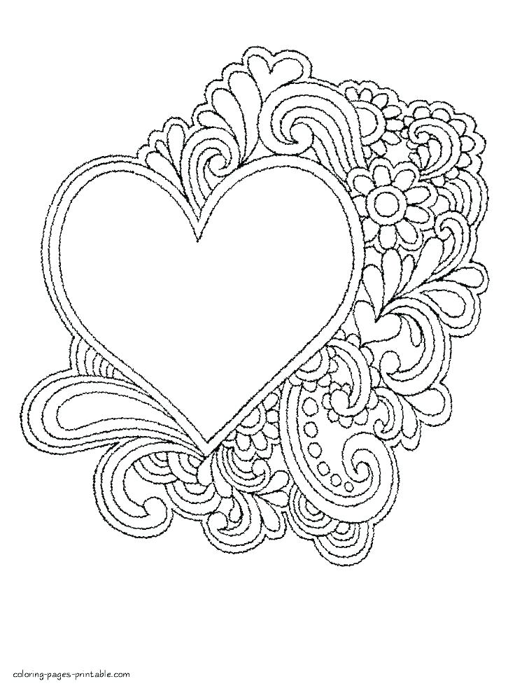 736x983 Coloring Pages Flowers Hearts Coloring Pages Of Flowers