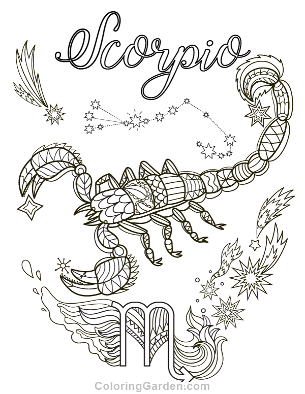 600x776 Free Printable Scorpio Adult Coloring Page. Download It In Pdf