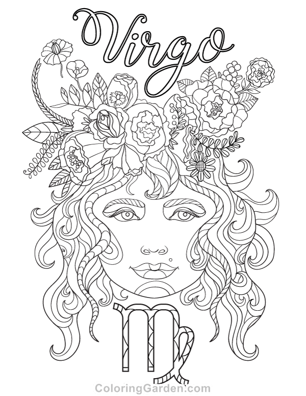 600x776 Free Printable Virgo Adult Coloring Page. Download It In Pdf