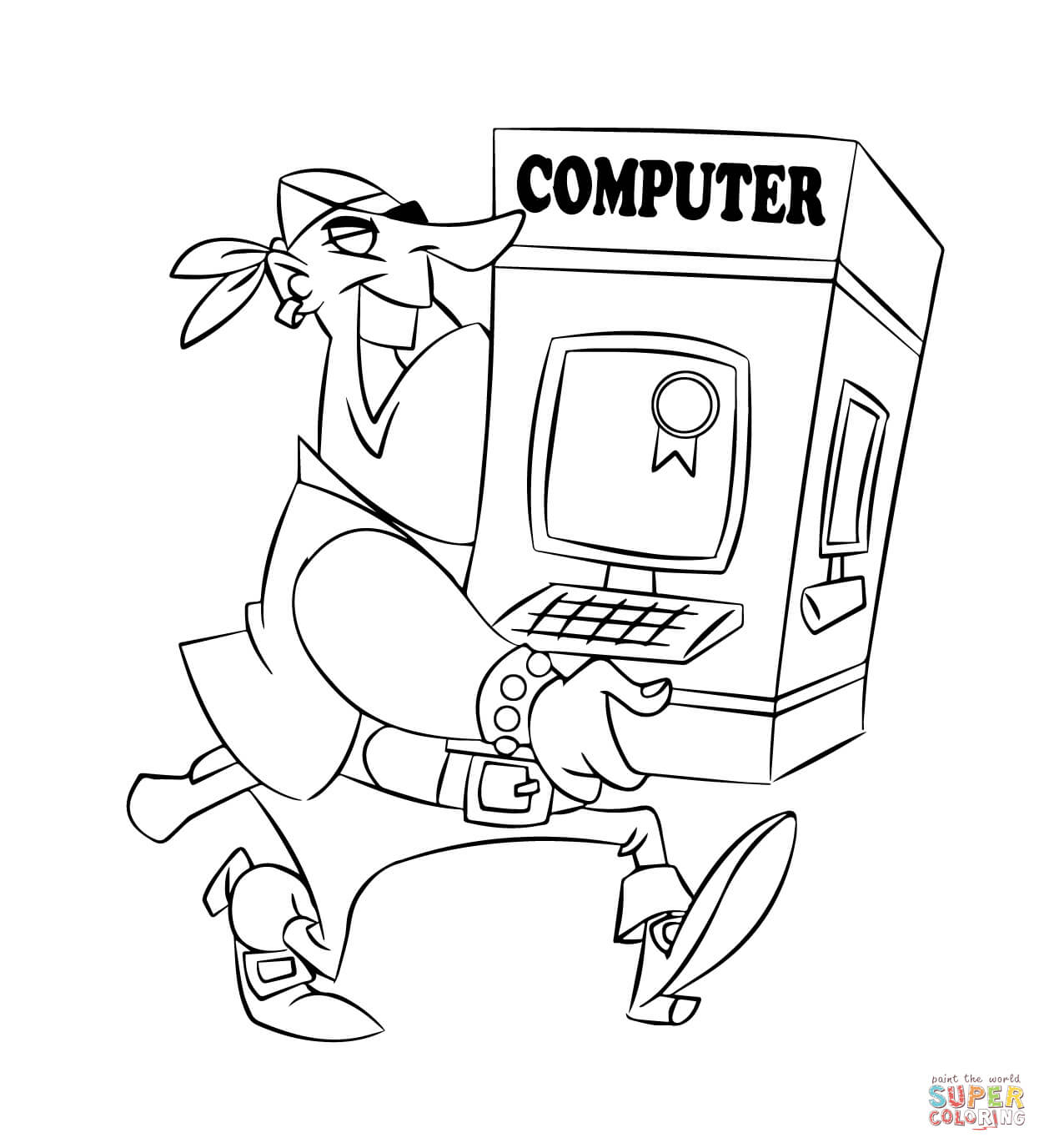 1252x1376 Remarkable Computer Coloring Pages Pirate Carrying A Page Free