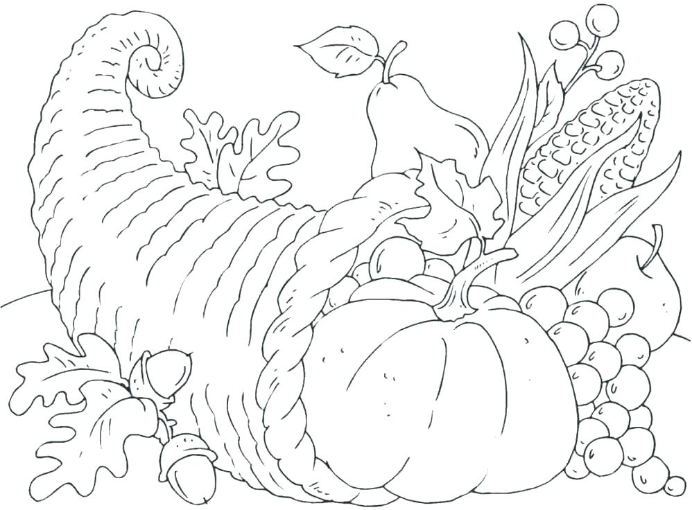 998x736 Thanksgiving Cornucopia Coloring Pages Free Color Printable
