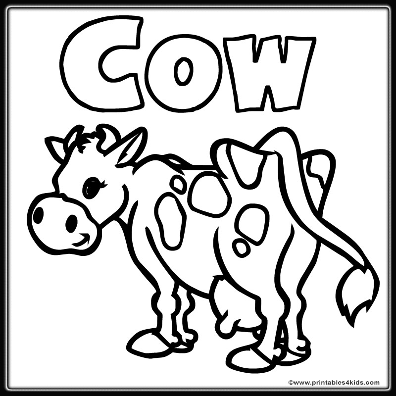 800x800 Farm Cow Coloring Page Printables For Kids Free Word Search