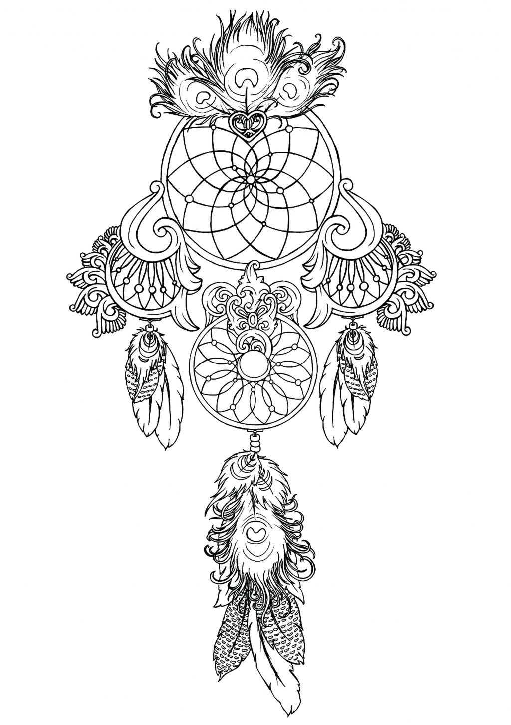 1024x1452 Coloring Page ~ Dreamcatcher Coloring Pages To Print 1 Free Dream