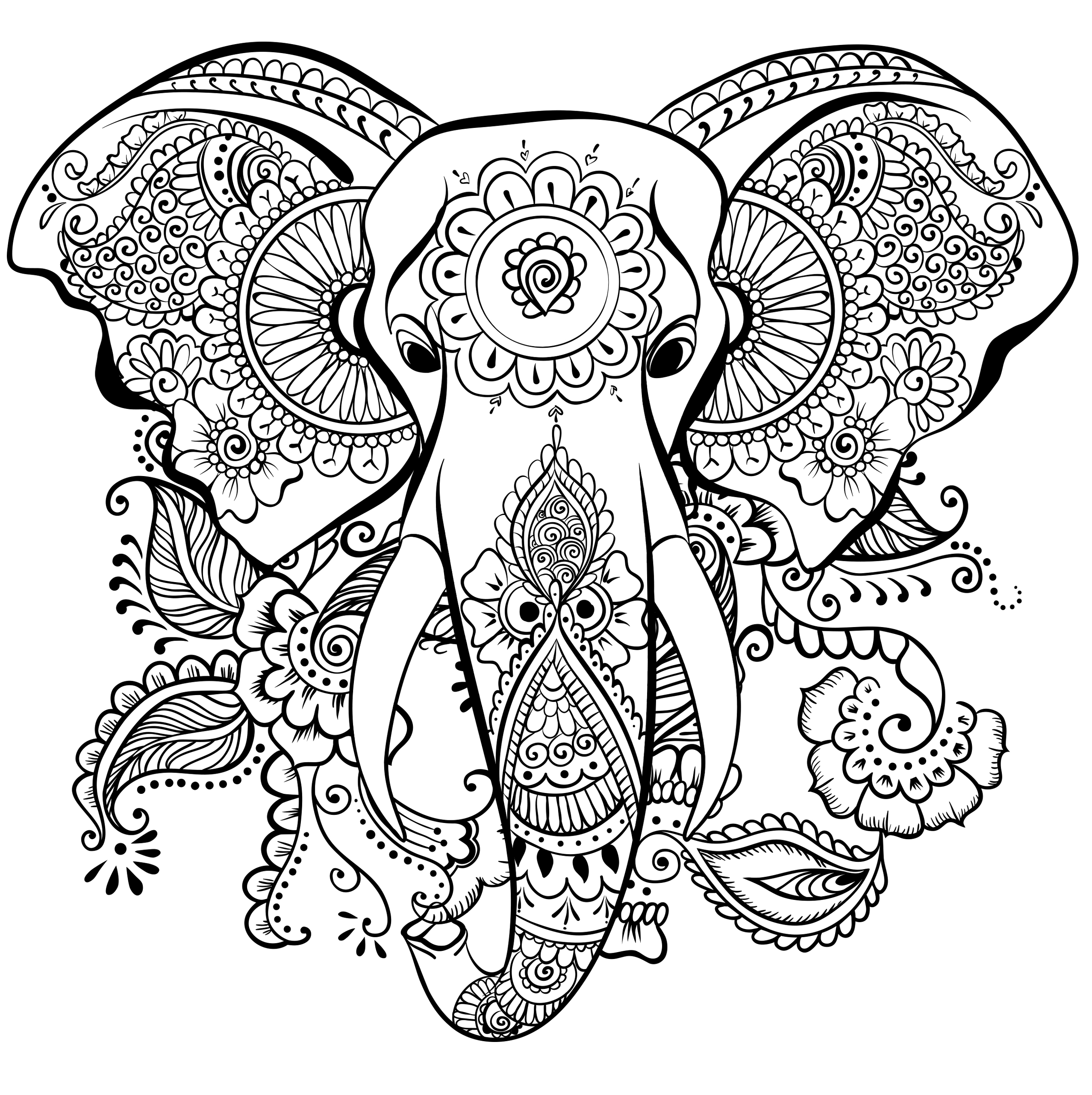 2555x2560 Fresh Elephant Mandala Coloring Pages Montenegroplaze