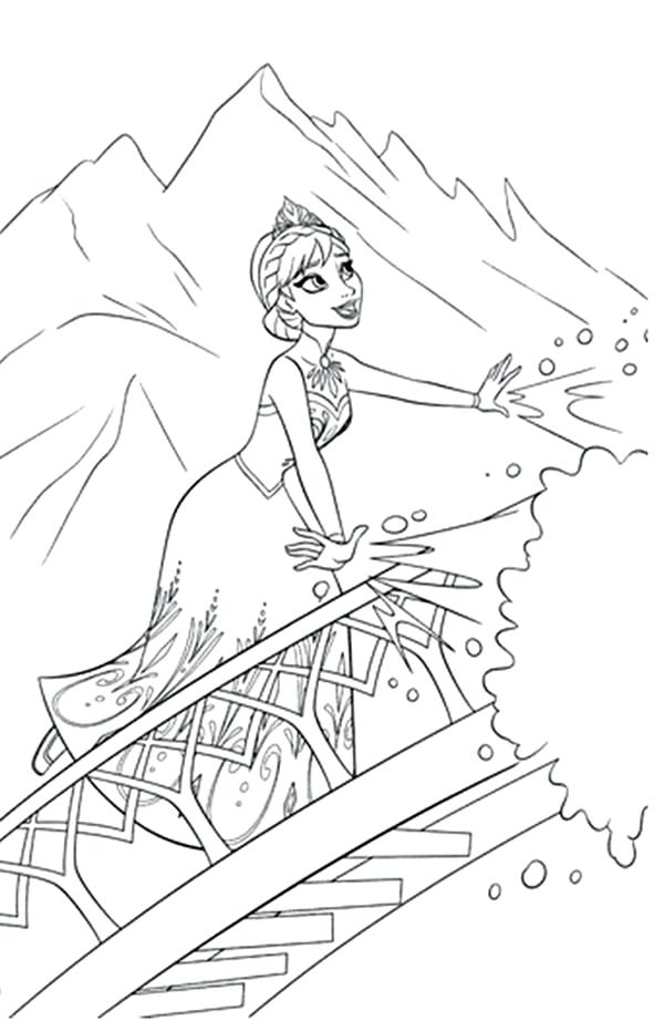 600x922 Coloring Pages Elsa Frozen Making Snow Using Her Magic Power