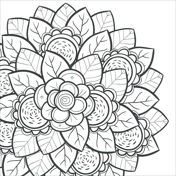 600x600 Coloring Pages Kids Flower Color Hard Free On Art Brilliant
