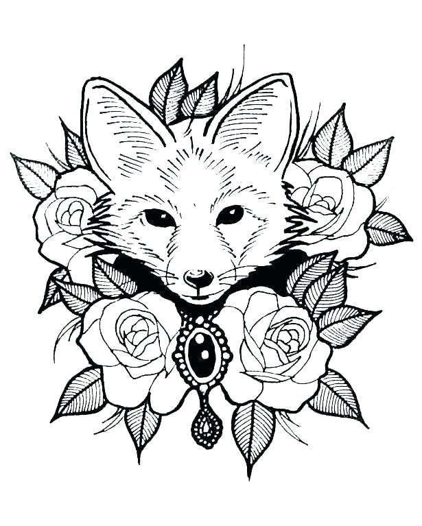 615x767 Coloring Pages Of Foxes Red Fox In The Forest Free Coloring Pages