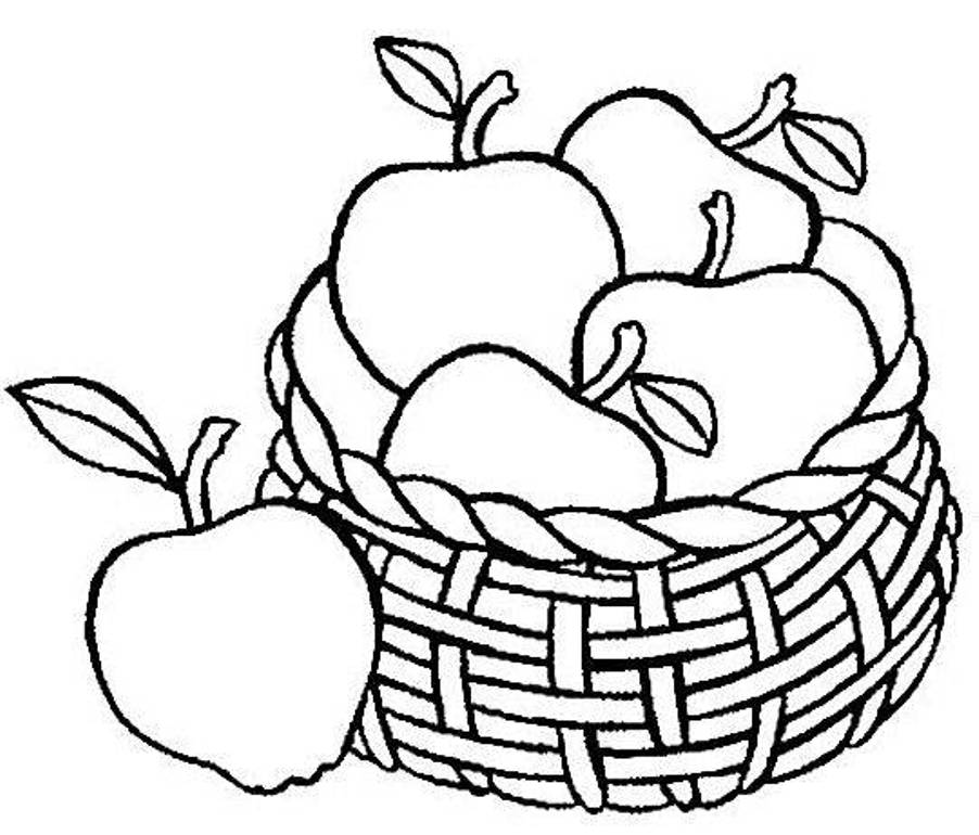 902x770 Apple Basket Coloring Page Fruit Coloring Pages Apples In Basket