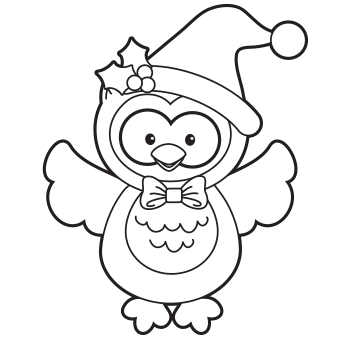 340x340 Holiday Owl Coloring Page