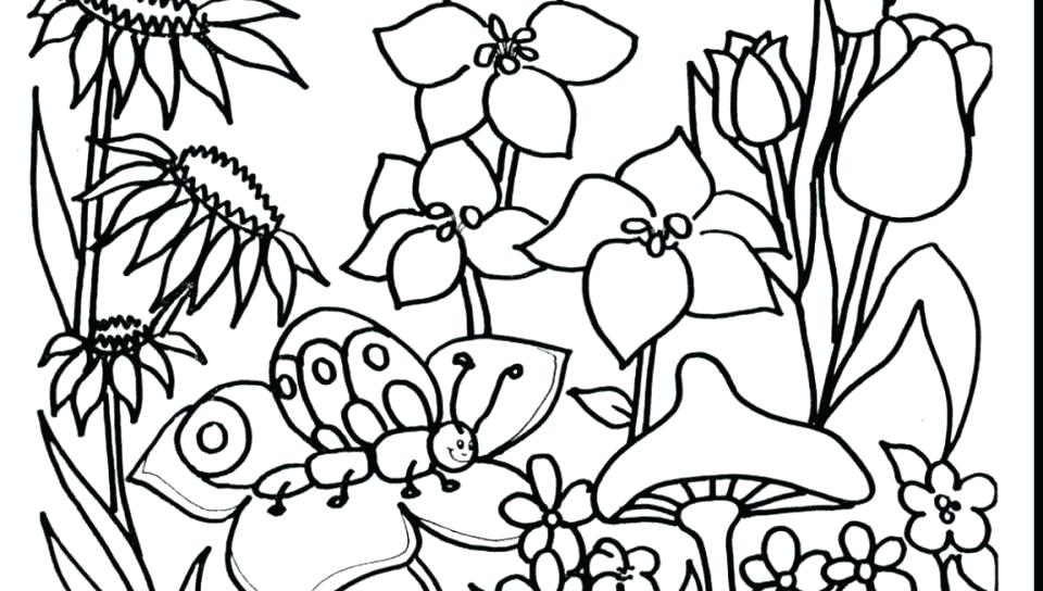 960x544 Spring Garden Colouring Pages Coloring Children In The Page
