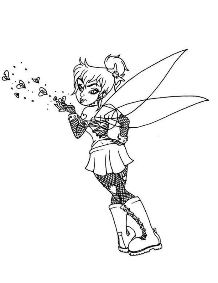 696x900 Gothic Style Tinkerbell Coloring Pages Faries Angels Coloring