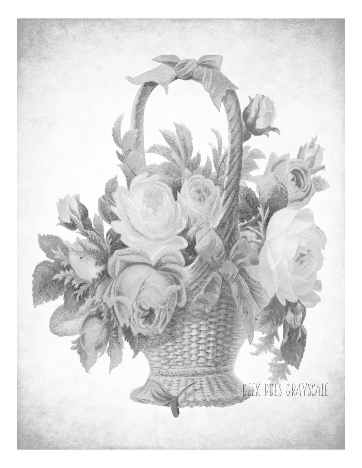 1159x1500 Shocking Flower Basket Grayscale Coloring Page Adult Pic