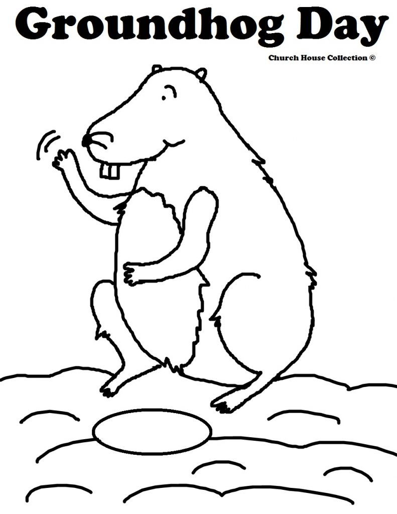 791x1024 Groundhog Coloring Sheet