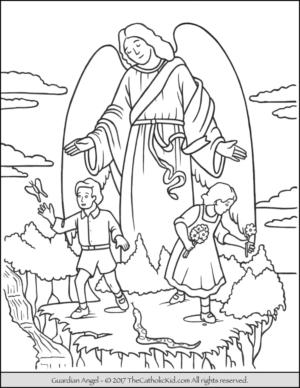 1275x1650 Guardian Angel Coloring Page