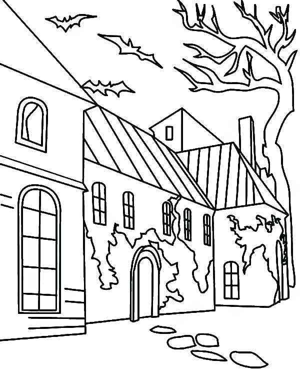 600x775 Haunted House Coloring Pages To Print Shippa.co