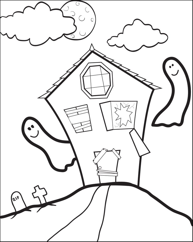 815x1024 Free Printable Haunted House Coloring Page For Kids