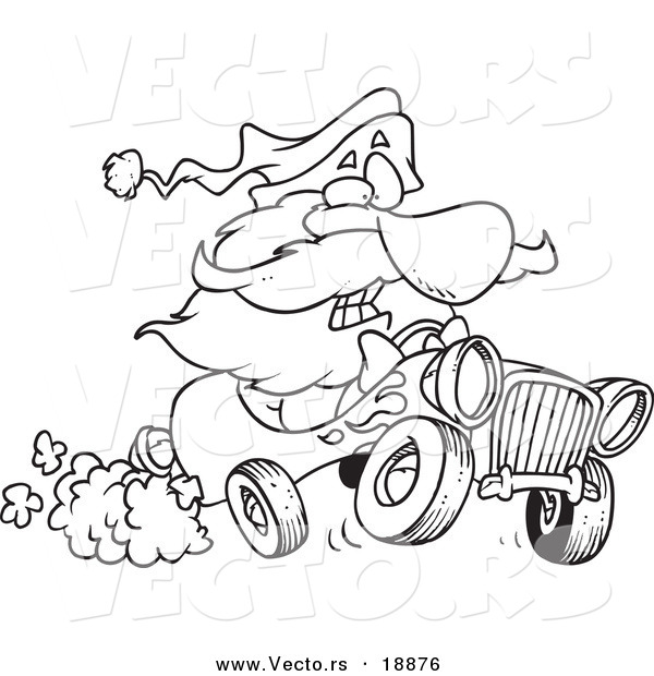 600x620 Vector Of A Cartoon Black And White Outline Design Of Santa