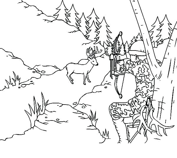 600x535 Coon Hunting Coloring Pages Deer With Camouflage Sky Best Free