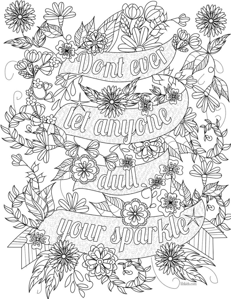 791x1024 Inspirational Quote Coloring Pages Free Adult Book Image