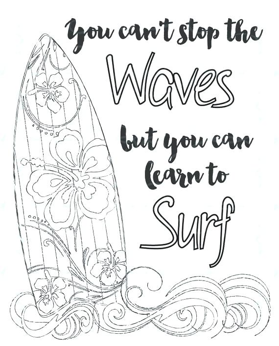 570x708 Adult Inspirational Coloring Page Printable Learn To Surf